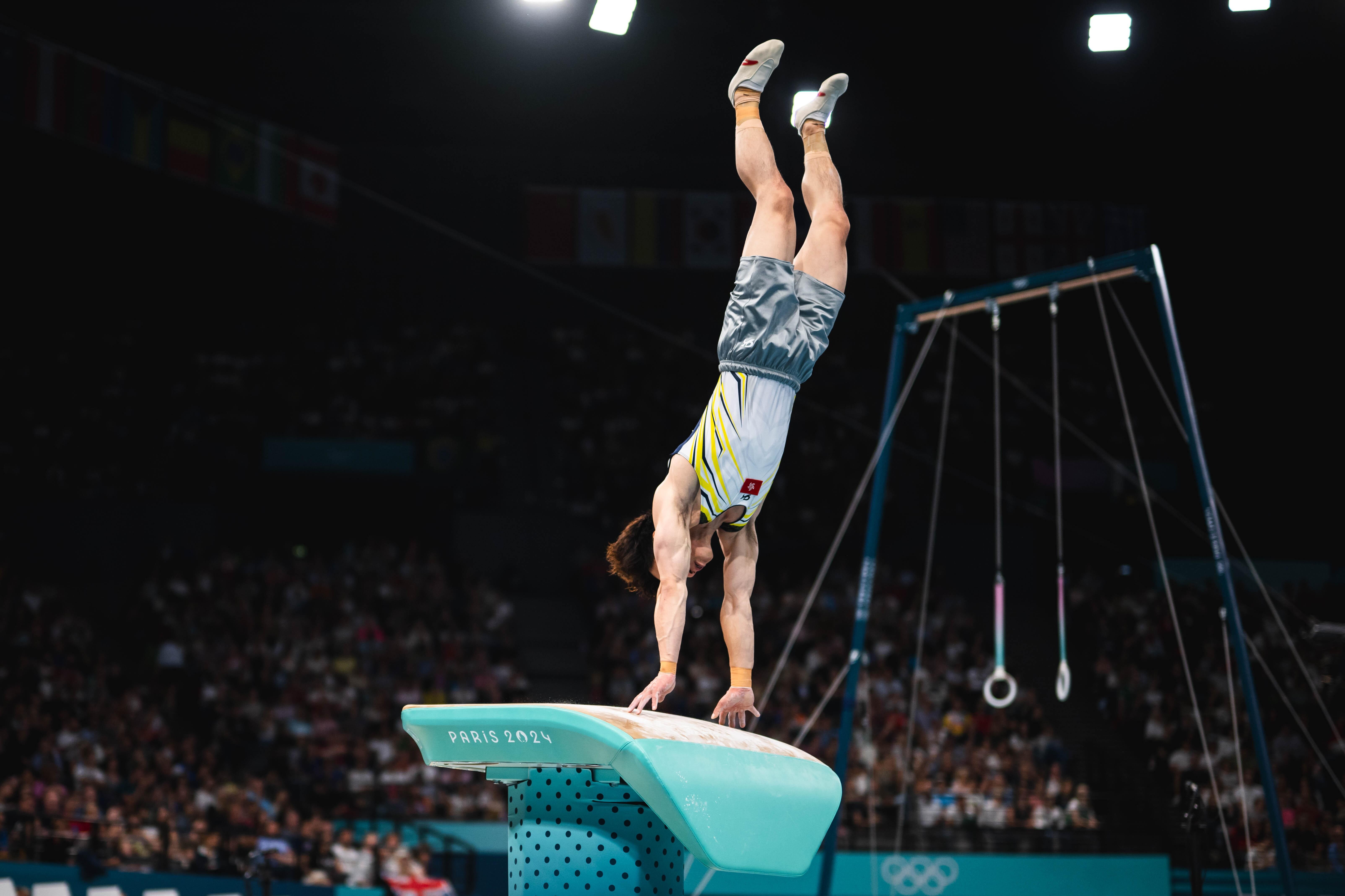 石偉雄出戰體操的跳馬項目。(相片由港協暨奧委會提供)